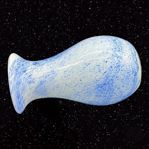 Art Glass Vase Splashed Multicolor Dots Blue White Cased 8”T 3.5”W - Picture 4 of 11